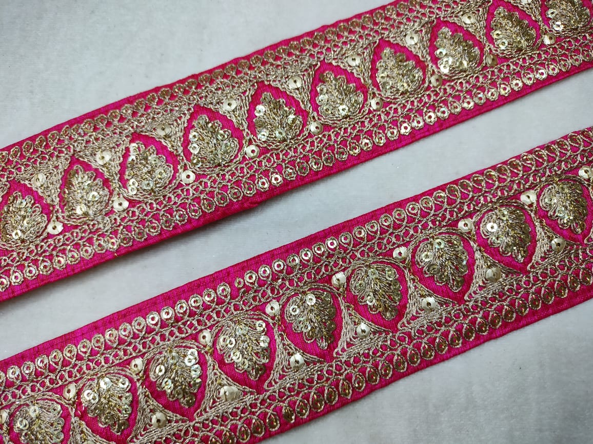 Fancy Pink Sequins Trim