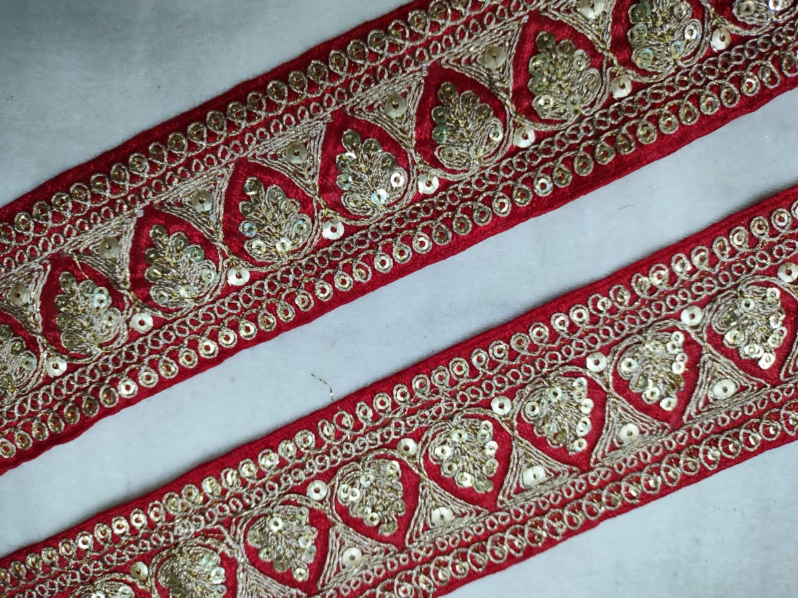 Red Fancy Sequins Trim