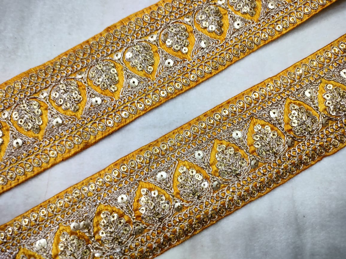 Yellow Fancy Sequins Trim