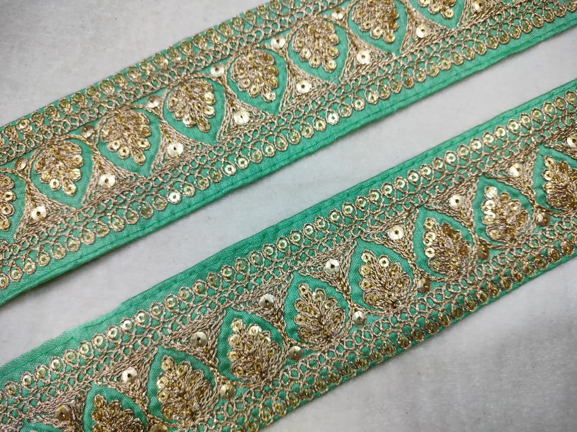 Turquoise Fancy Sequins Trim