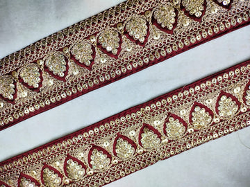 Fancy Maroon Sequins Trim