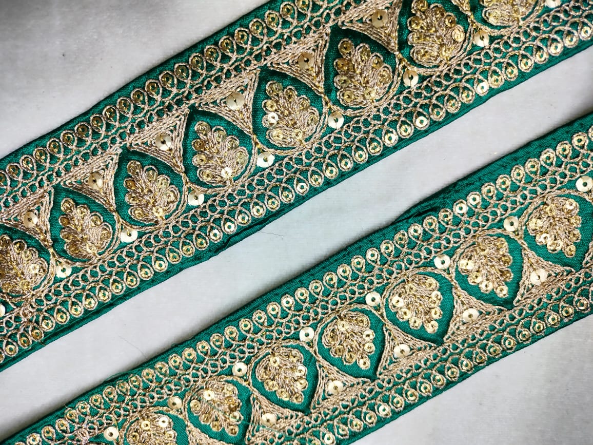 Fancy Rama Green Sequins Trim