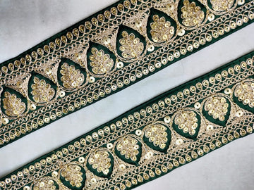 Fancy Dark Green Sequins Trim