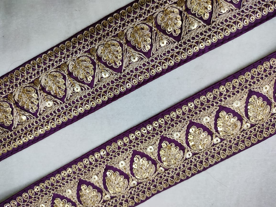 Fancy Purple Sequins Trim