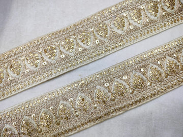 Fancy White Sequins Trim