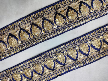 Fancy Navy Blue Sequins Trim