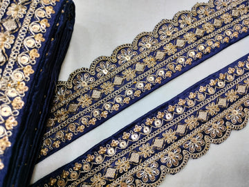 Navy Blue Fancy Embellished Trim