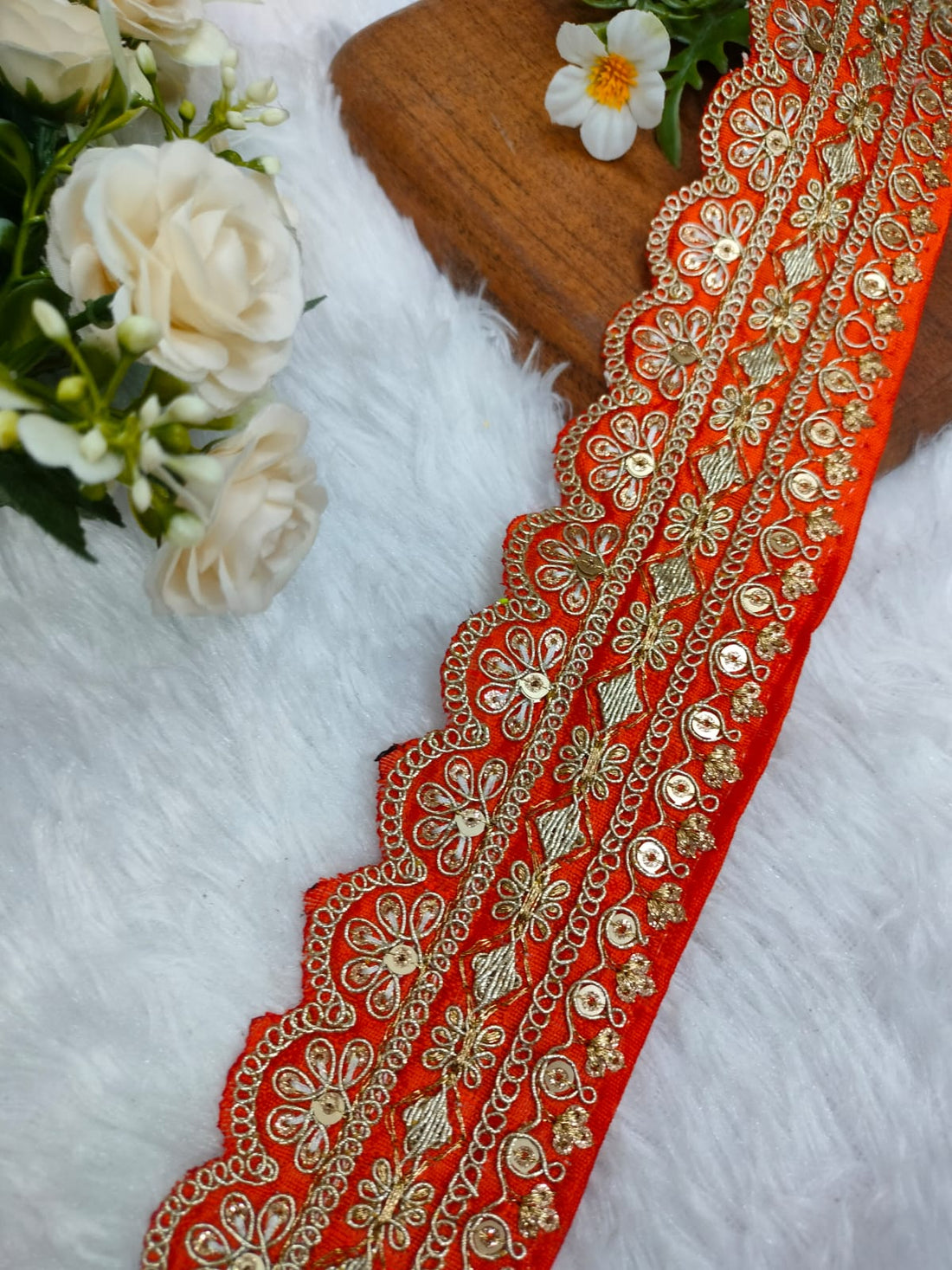 Orange Fancy Embellished Trim