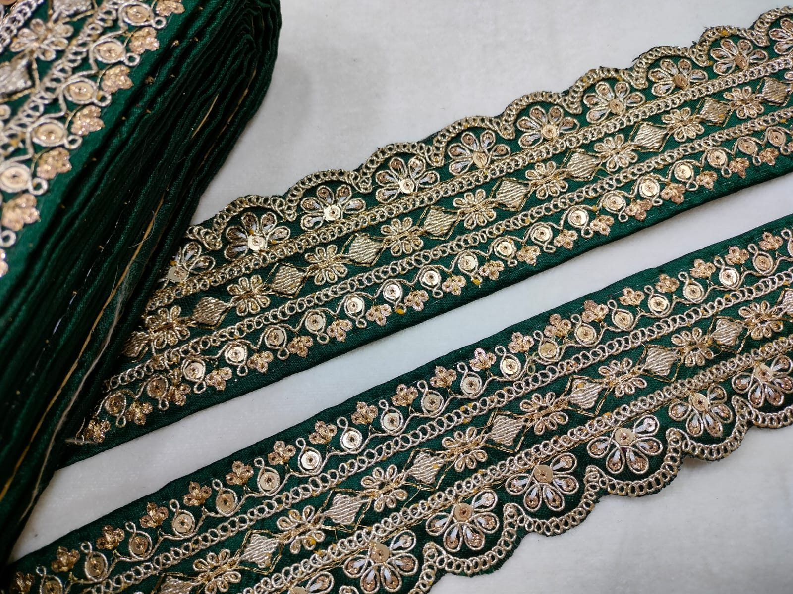 Dark Green Fancy Embellished Trim