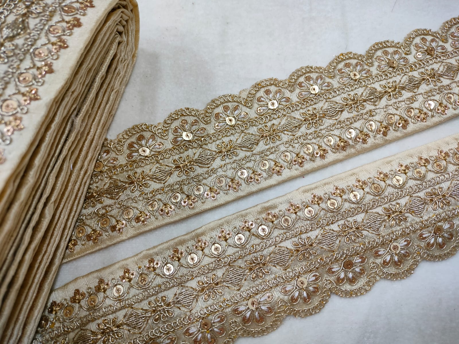 Beige Fancy Embellished Trim