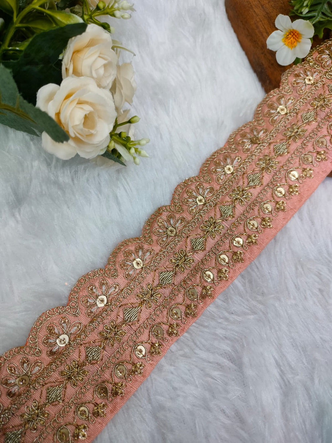 Light Peach Fancy Embellished Trim