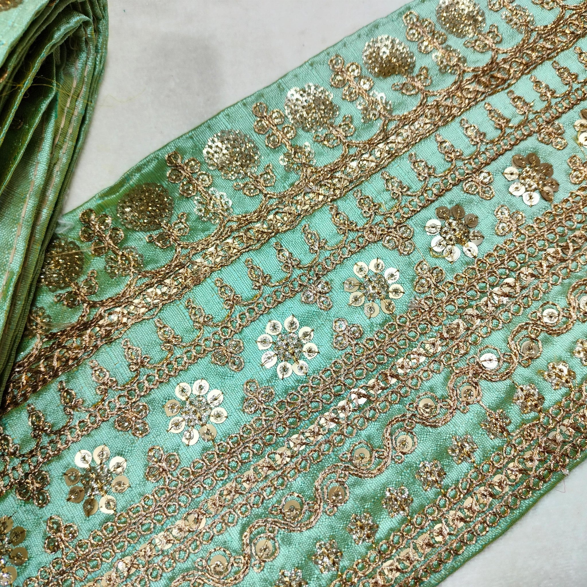 Mint Green Embellished Fancy Trim