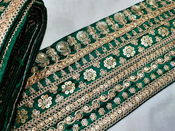 Dark Green Embellished Fancy Trim