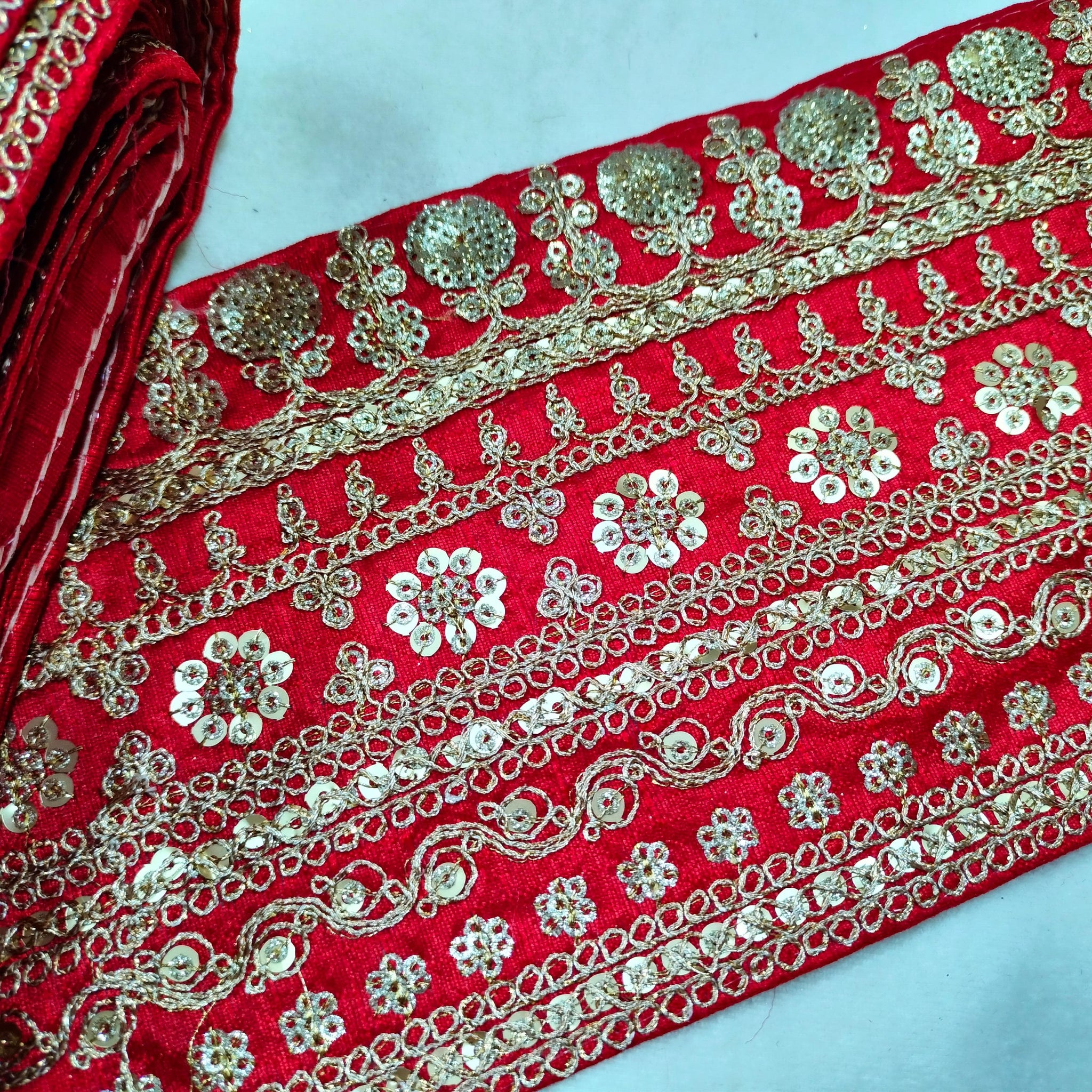 Red Embellished Fancy Trim