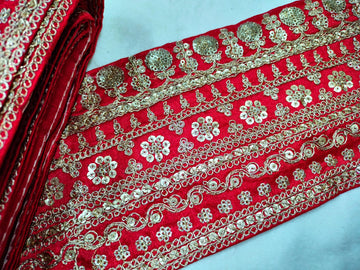 Red Embellished Fancy Trim