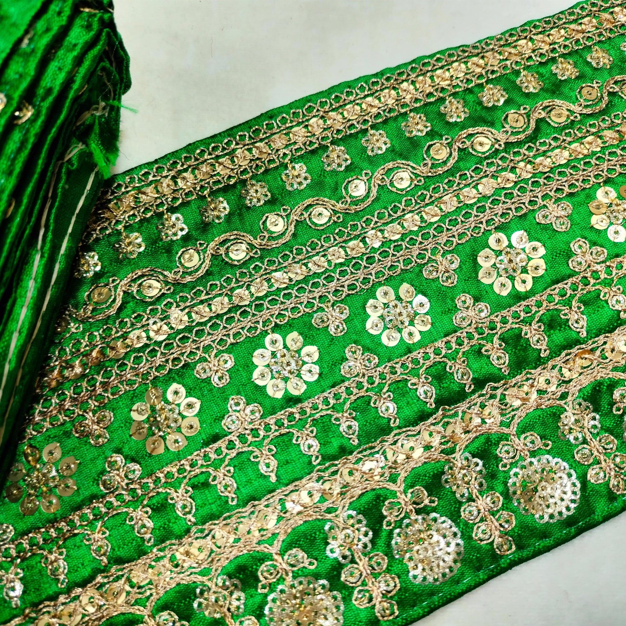 Green Embellished Fancy Trim