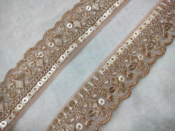 Light Peach Fancy Zari Trim