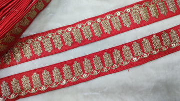 Red Embellished Fancy Trim