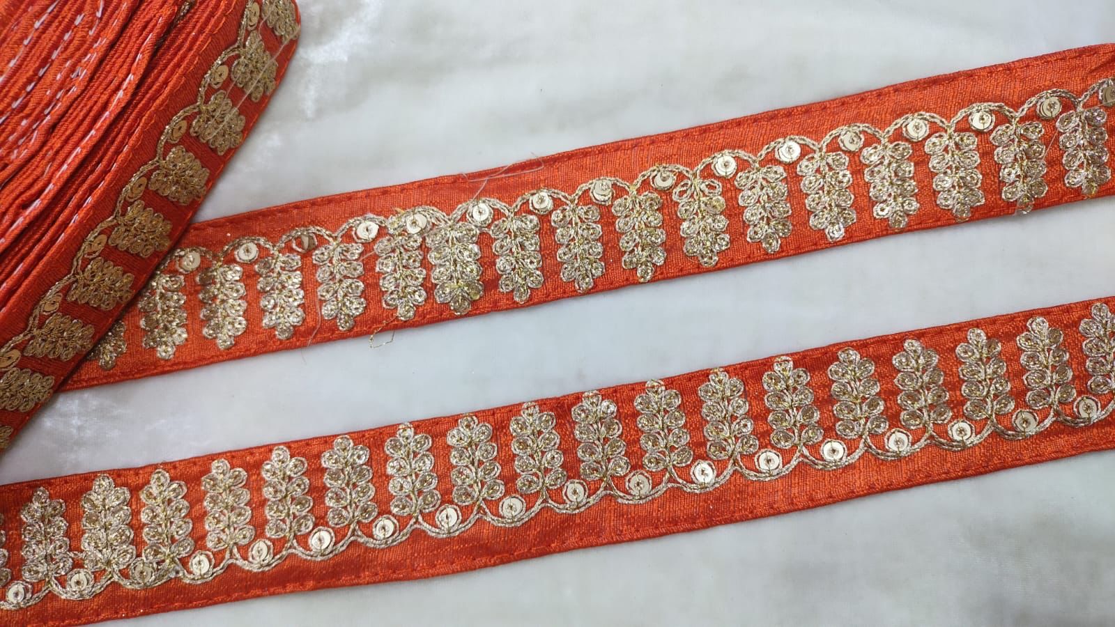 Orange Embellished Fancy Trim