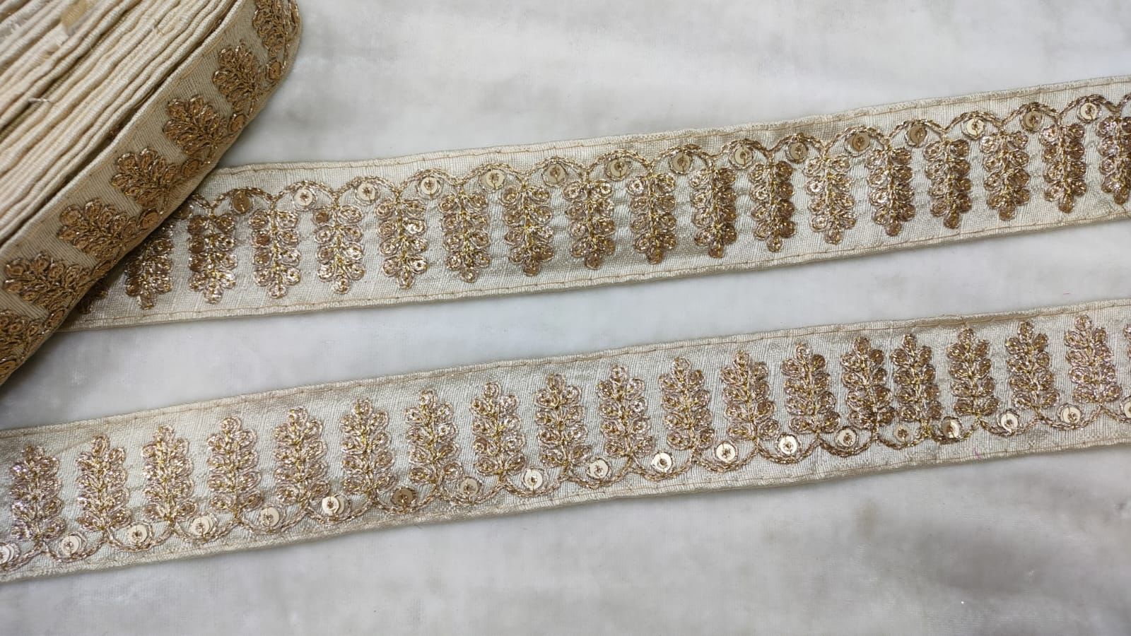 Beige Embellished Fancy Trim