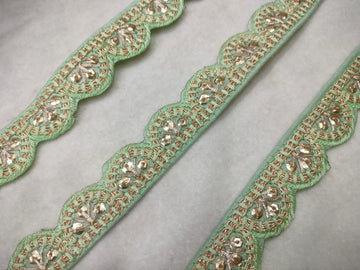 Light Green Scalloped Fancy Zari Trim