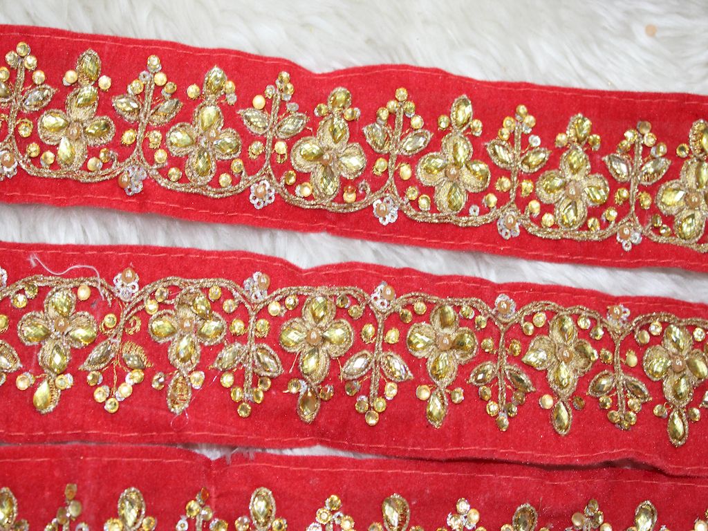 Red Fancy Zari Trim