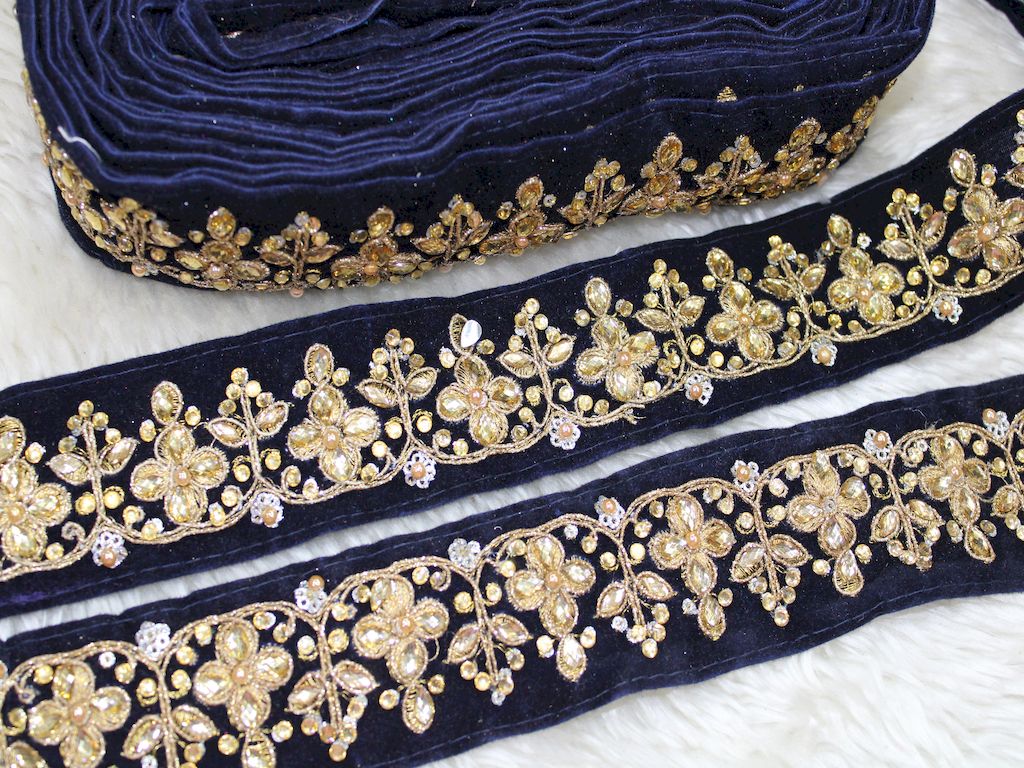 Navy Blue Fancy Zari Trim