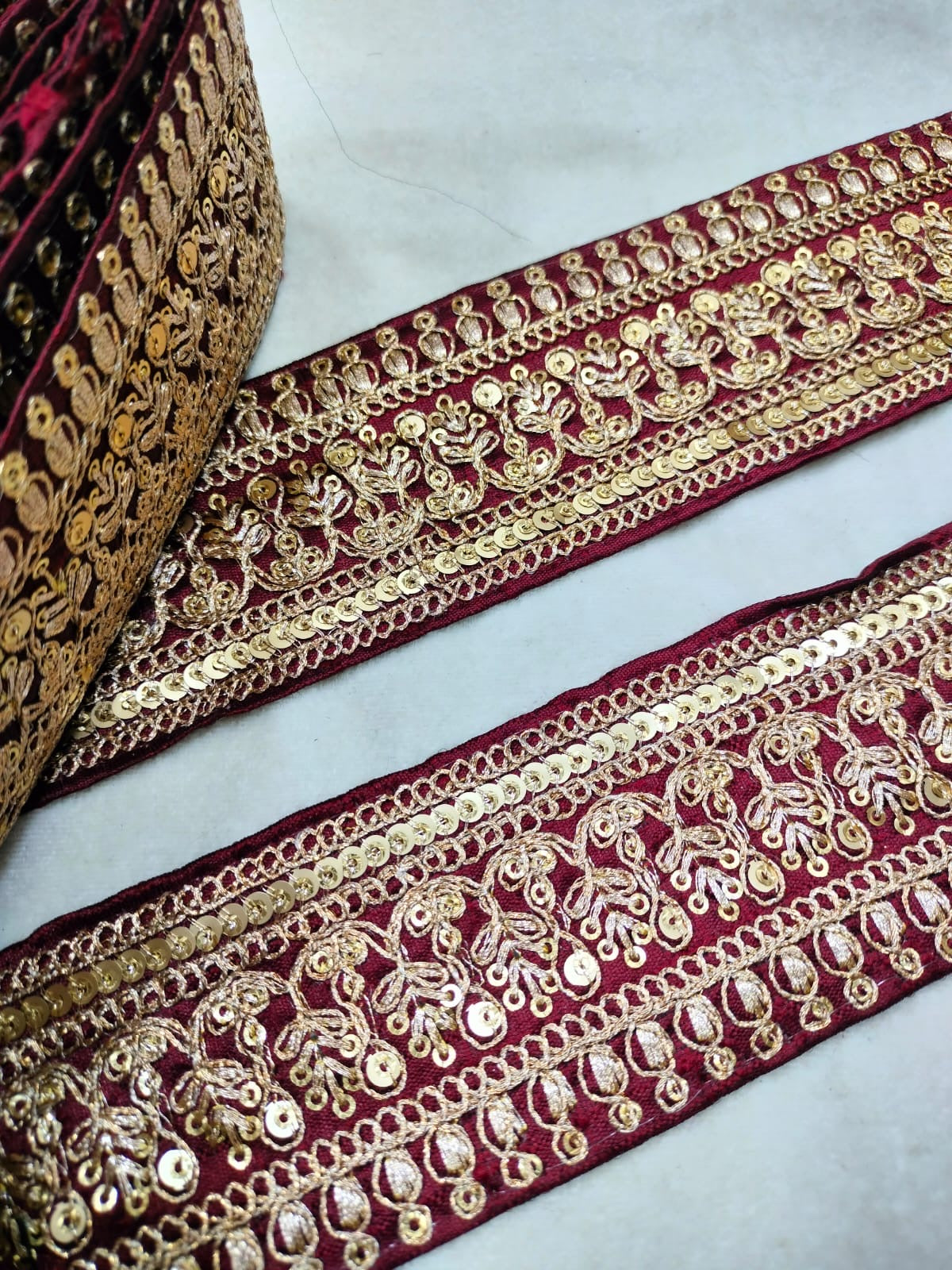 Maroon Fancy Zari Embellished Trim