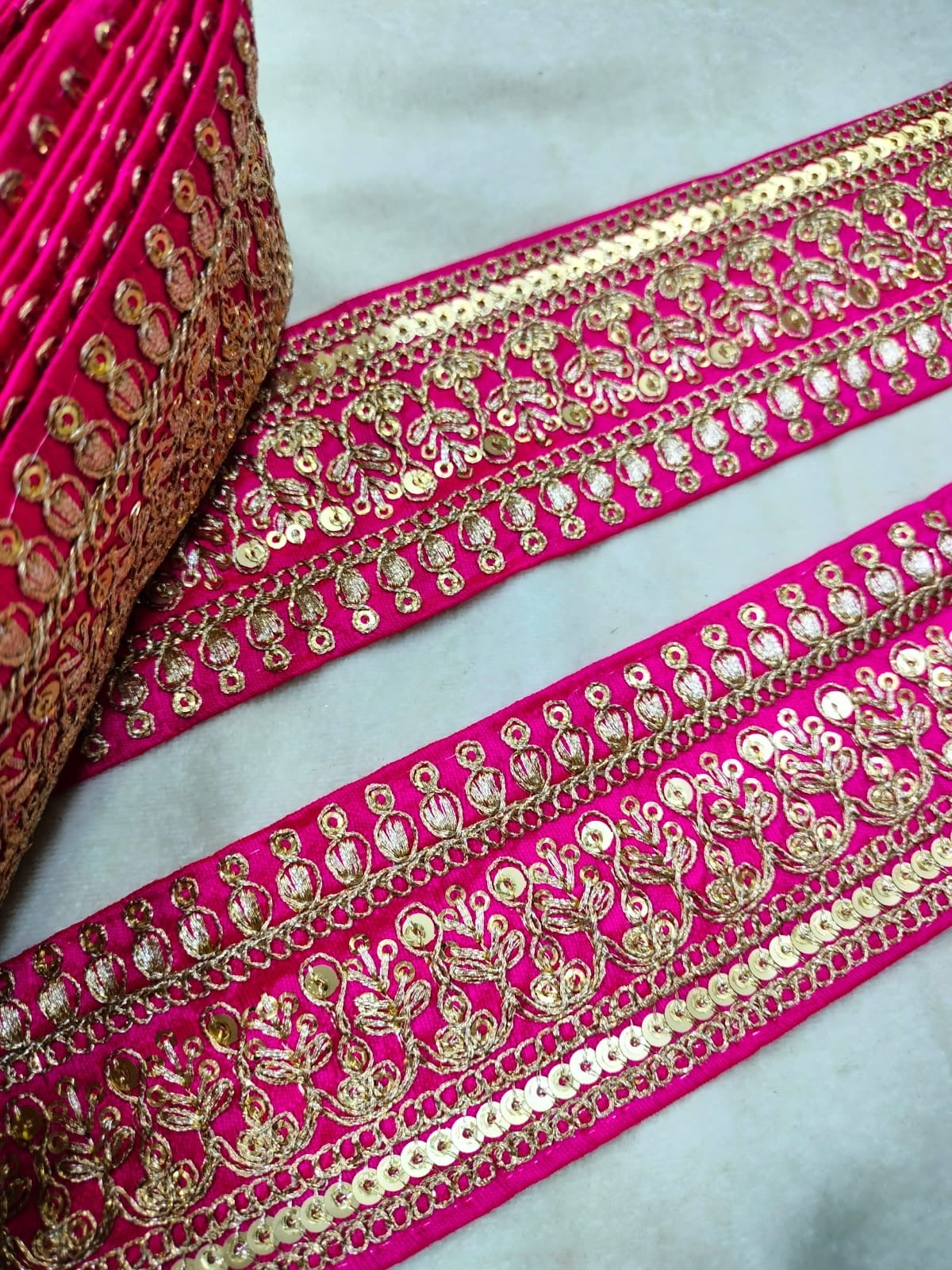 Pink Zari Embellished Trim