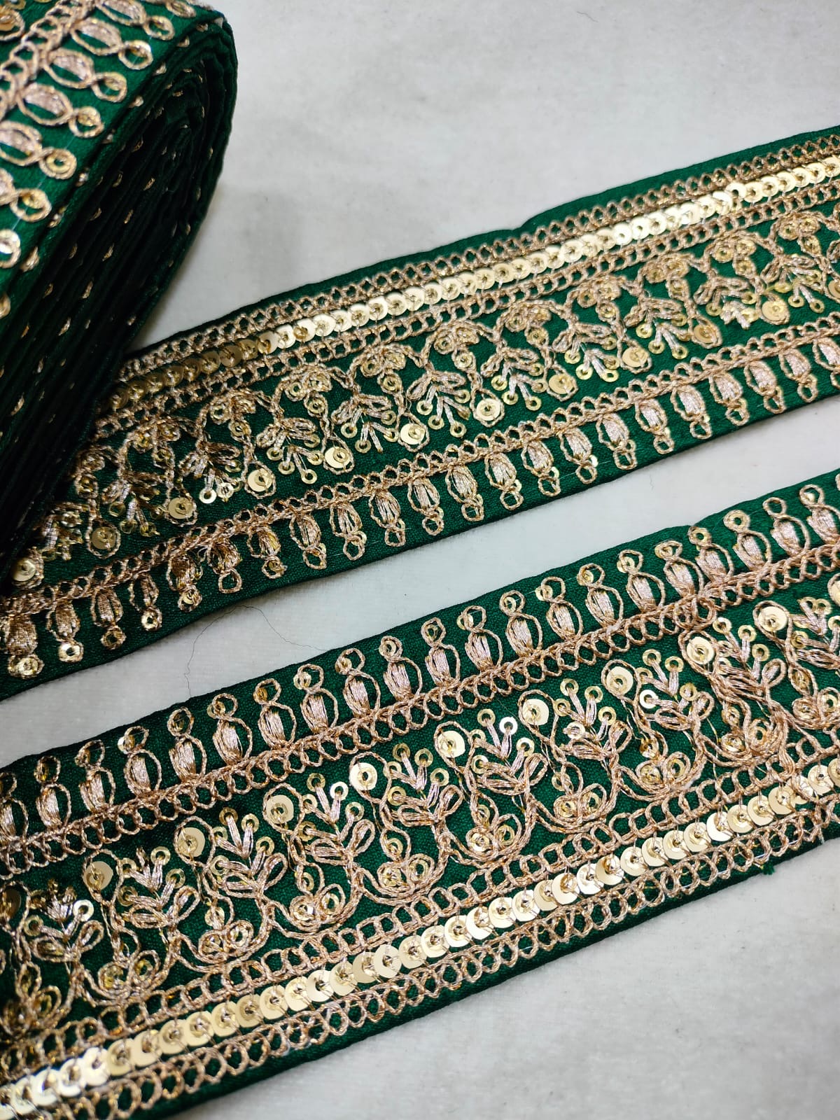 Dark Green Fancy Zari Embellished Trim