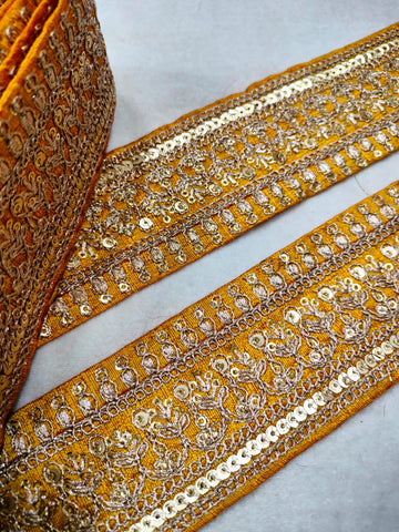 Yellow Fancy Zari Embellished Trim