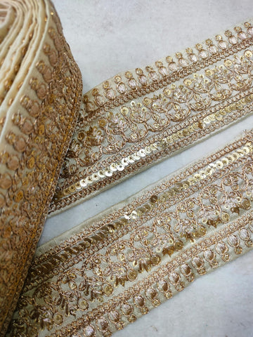 Beige Fancy Zari Embellished Trim