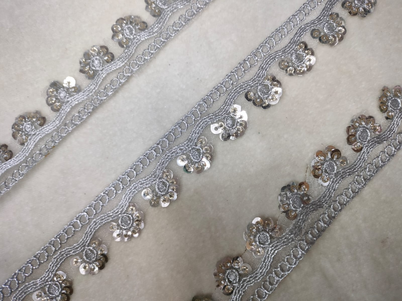 Silver Embellished Zari Trim