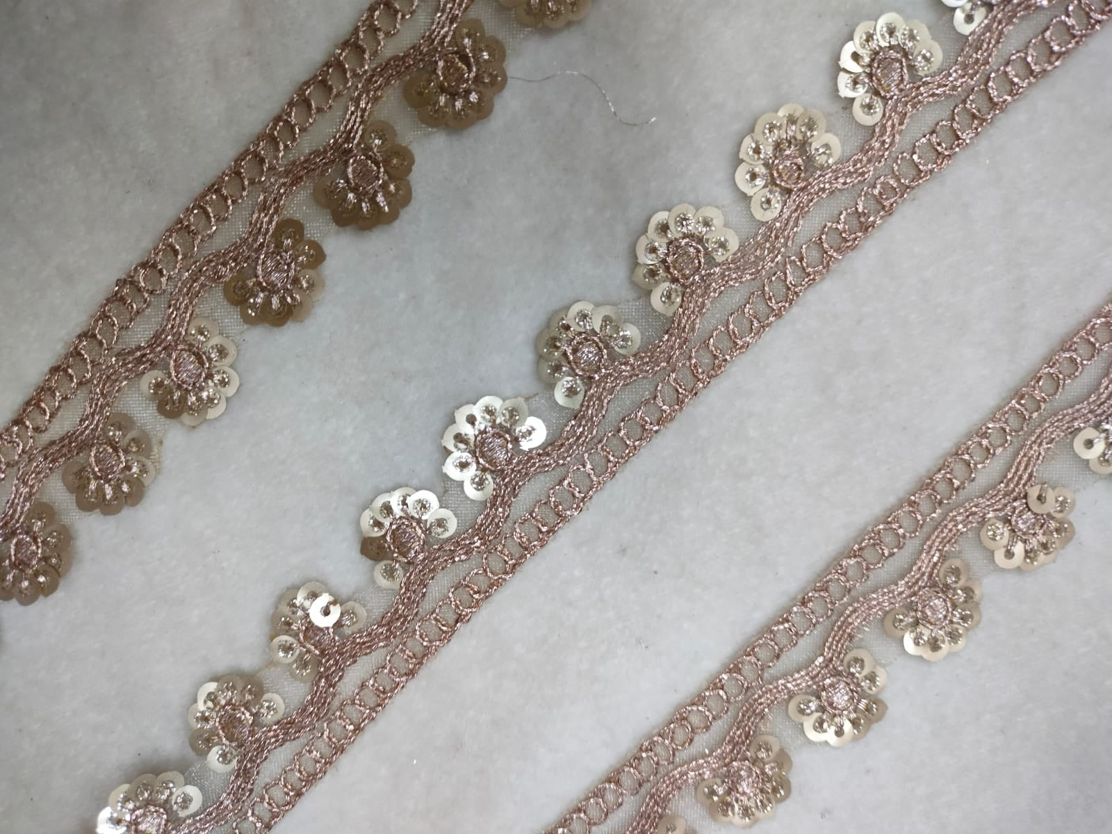 Rose Gold Embellished Zari Trim