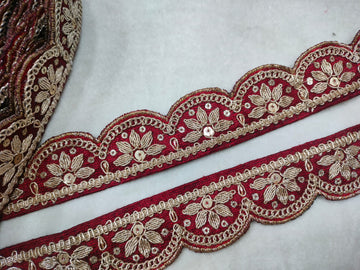 Maroon Fancy Embroidery Trim