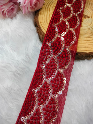 Maroon Fancy Threadwork Trim