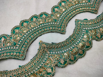 Rama Green Scalloped Embroidery Lace