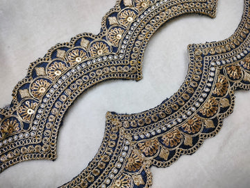 Navy Blue Scalloped Embroidery Lace