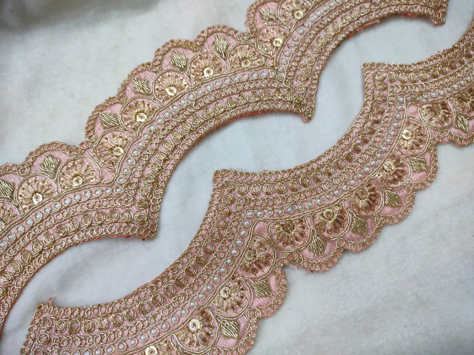 Light Peach Scalloped Embroidery Lace