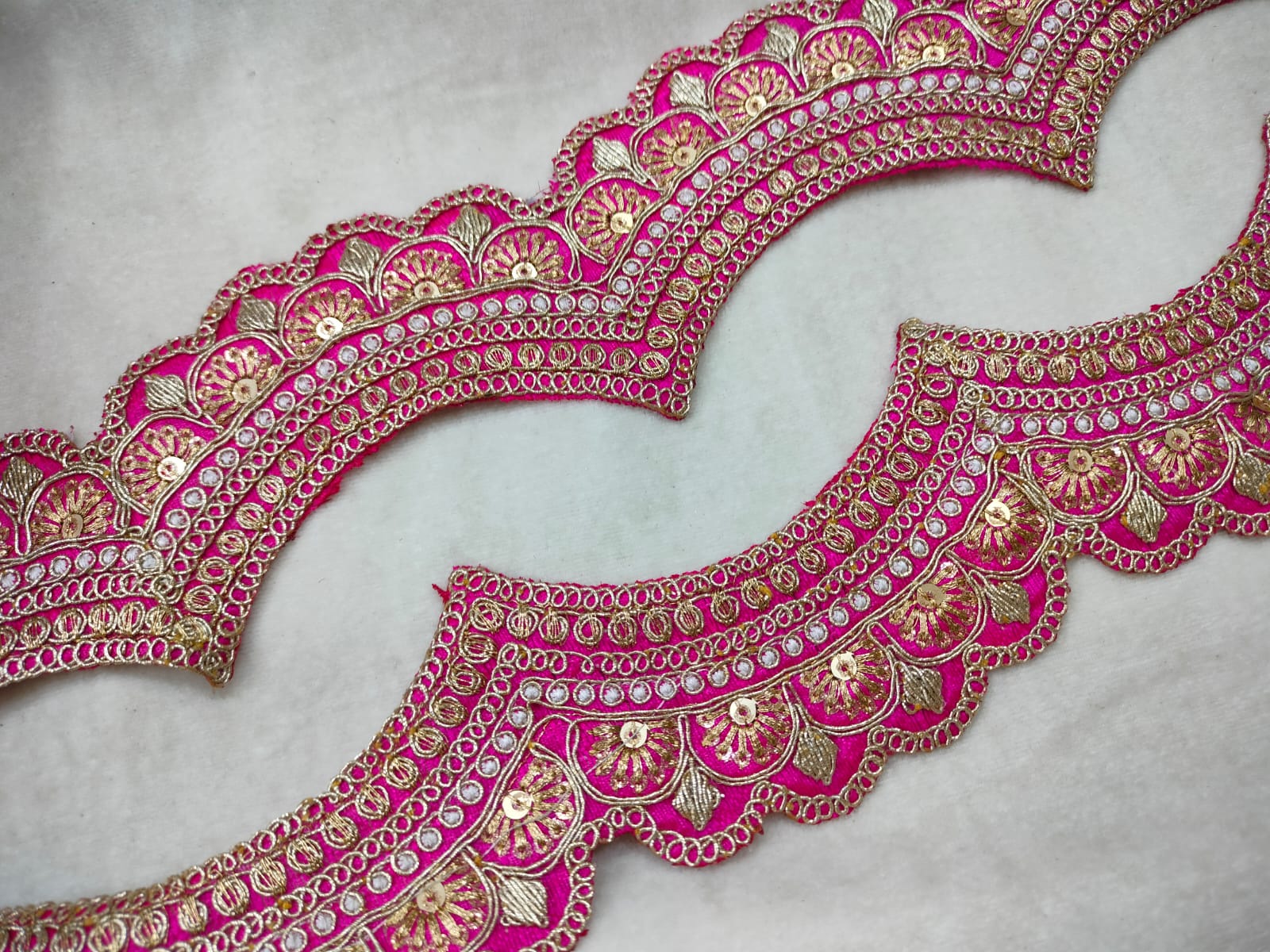 Pink Scalloped Embroidery Lace