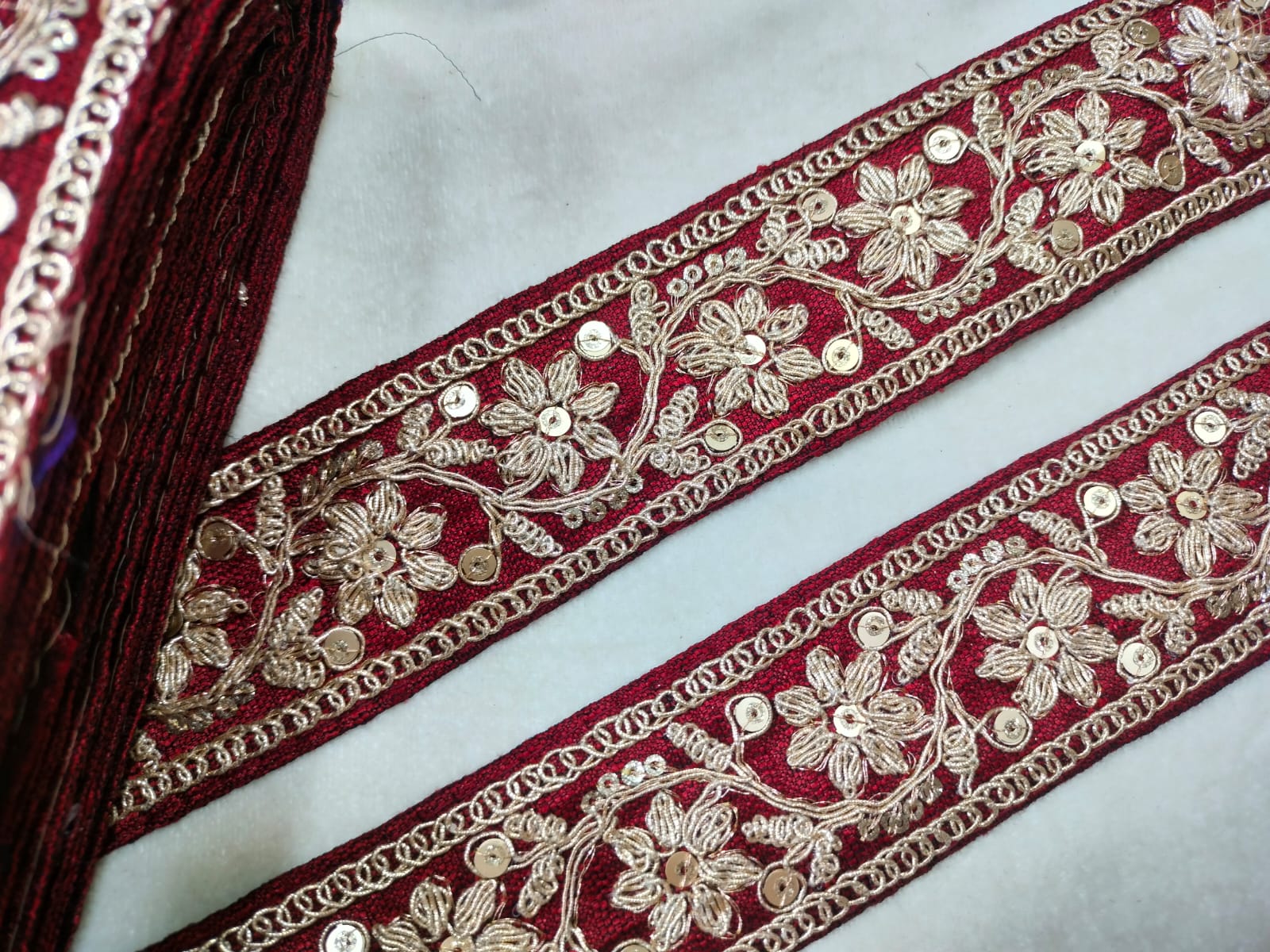 Maroon Fancy Sequin Work Trim