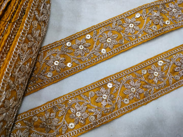 Yellow Fancy Sequin Work Trim