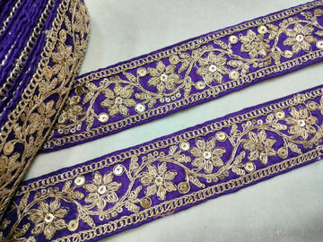 Purple Fancy Sequin Work Trim