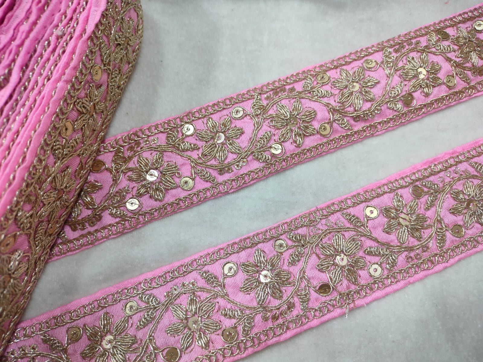 Pink Fancy Sequin Work Trim