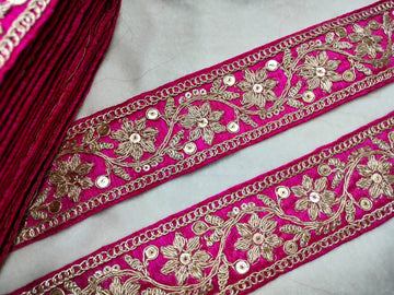 Dark Pink Fancy Sequin Work Trim