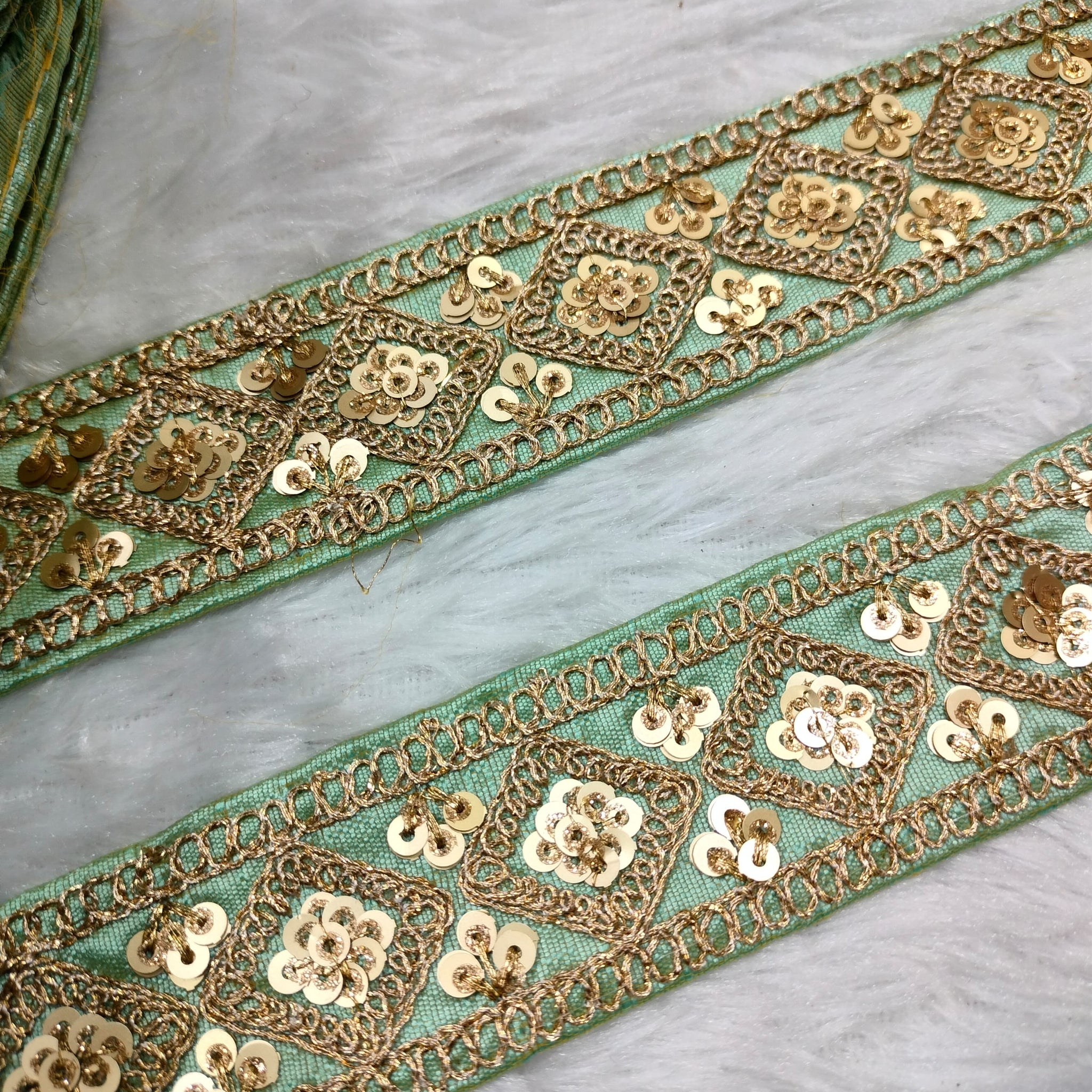 Sea Green Fancy Zari Embellished Trim