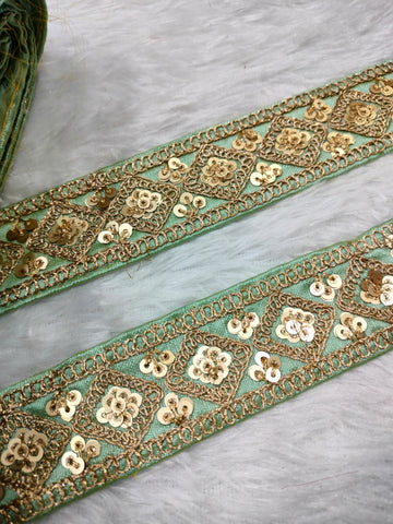 Sea Green Fancy Zari Embellished Trim