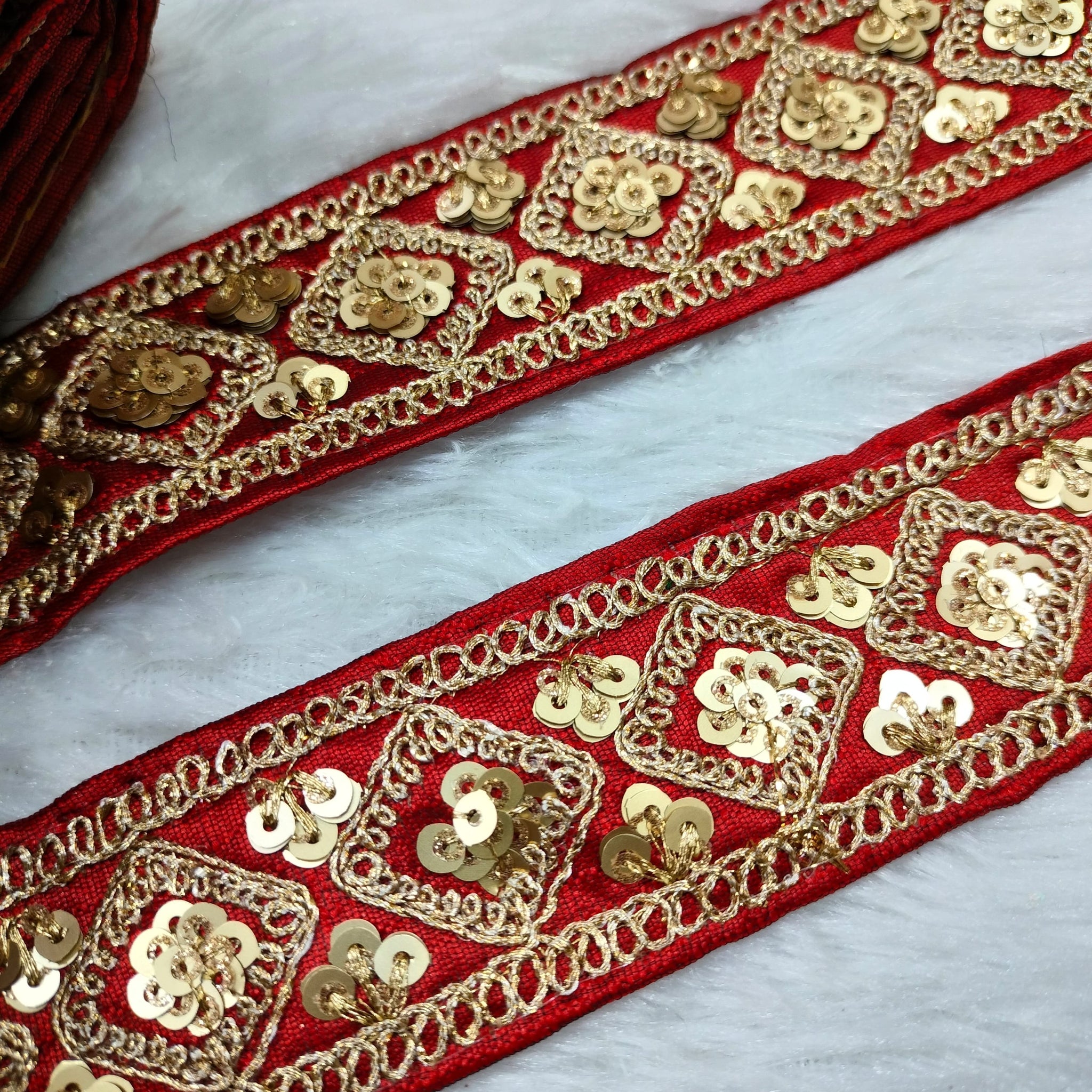 Red Fancy Zari Embellished Trim