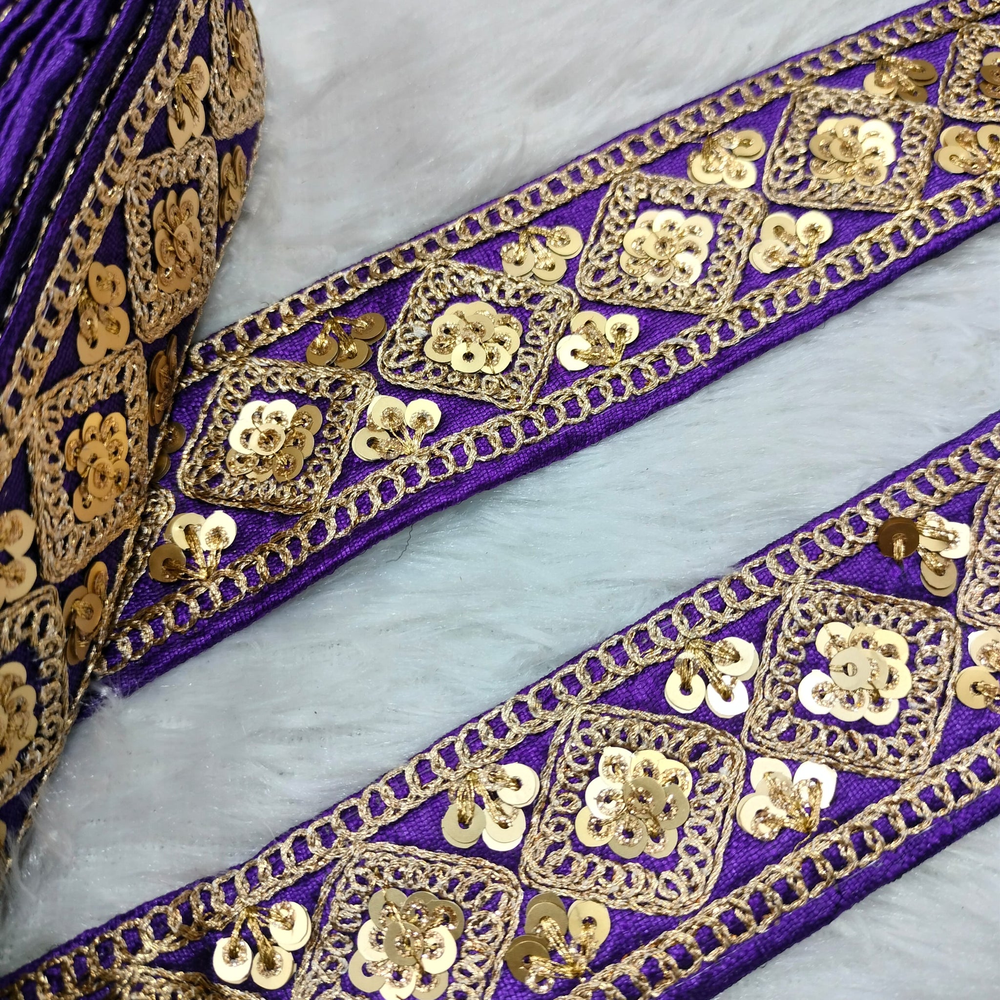 Purple Fancy Zari Embellished Trim