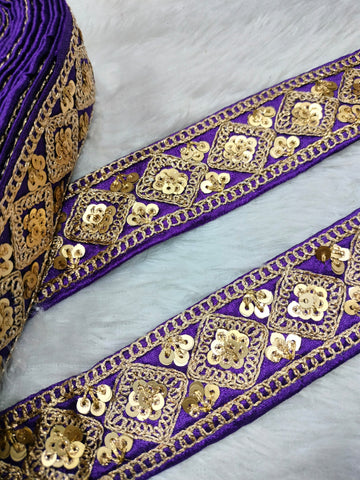 Purple Fancy Zari Embellished Trim